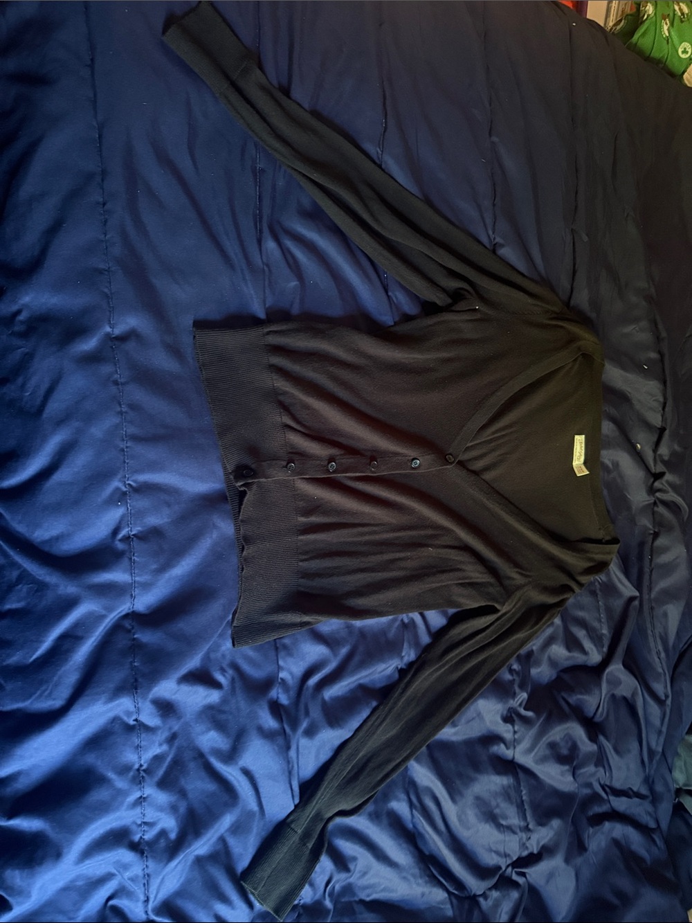 Faded Glory Black V-Neck Button Cardigan